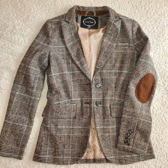 Love Tree Jackets & Blazers - Black and brown plaid Blazer